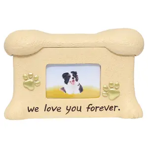 Manufacturers wholesale sale Creative resin Pet funeral supplies coffin with photo frame cat dog urns for pet