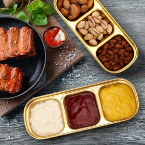 Modern Durable 1/2/3 Grids Stainless Steel Rectangle Sauce Dish Eco-Friendly <b>Dipping</b> Bowl Hot Pot Seasoning Plate - Product Image 4