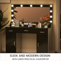 Coiffeuse 47.5 "avec miroir et lumières LED et rangement pour le maquillage Coiffeuse avec tiroirs Coiffeuse avec station de charge