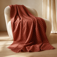 Tissu tissé 55% Rayonne 45% Viscose à pois roux-brun, doux et fluide, imprimé numérique 5D, léger, pour robes, chemisiers et jupes pour filles et femmes