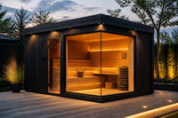 Sauna infrarouge lointain électrique d'intérieur en bois massif (Hemlock et Cèdre Rouge) avec panneau de commande numérique, écologique et à faible consommation, pour thérapie et usage en salle de sport