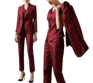 Usine haut de gamme fournissant des tenues exclusives à deux couleurs avec col <span class=keywords><strong>rose</strong></span> vestes pantalons ensembles de costumes pour femmes - Product Image 4