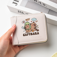 Dompet Kartu Pendek Wanita Motif Kartun Lucu dengan Ritsleting Multifungsi, Lapisan Poliester, Portabel, Model Terbaru untuk Wanita