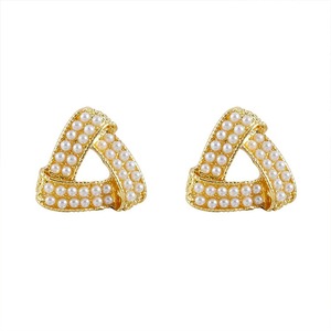 Boucles d'oreilles clous géométriques en alliage doré avec imitation perle pour femmes coréennes, bijoux tendance, cadeaux en gros - Product Image 4