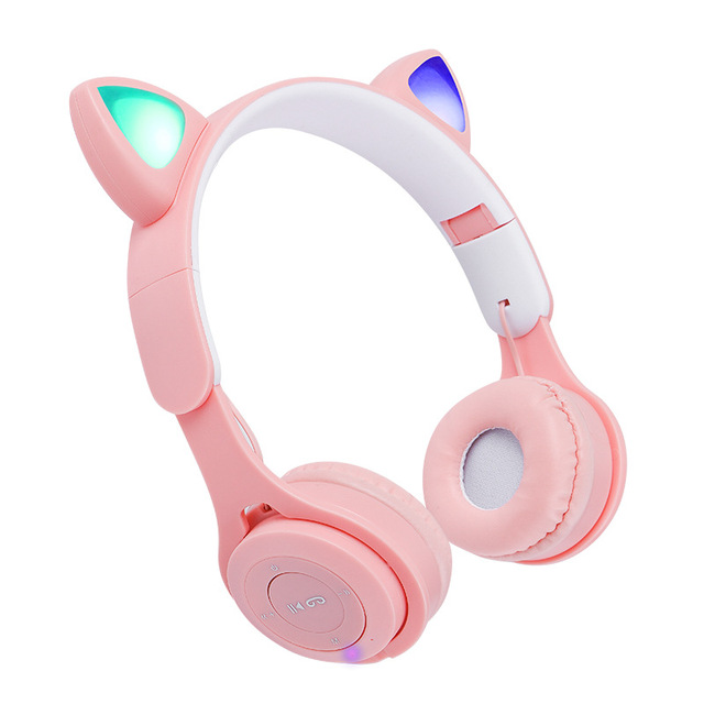 Cat Headphone Kids Wireless Blue Tooth Earphones Stereo Foldable Helmets Gaming Headsets Over-ear Headphones for Android Ios