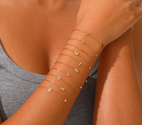 Bracelet Cœur CZ 26 Lettres en Gros, Plaqué Or 18K PVD, Acier Inoxydable, Ne Ternit Pas, Personnalisé pour Couples, Femmes et Hommes
