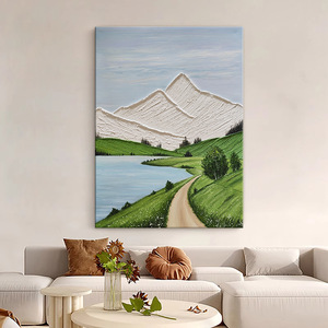Hand Painted Oil Painting Mountain Landscape <b>Art</b> With Frame For Living Room Entryway Modern Home Decor 100% Handmade - Product Image 3
