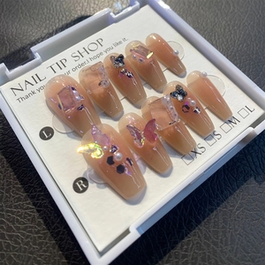 <span class=keywords><strong>Uñas</strong></span> Postizas Hechas a Mano de Alta Calidad, Hermosas y Lujosas, Diseño Personalizado, Puntas de Gel Acrílico, Pintadas a Mano, Cobertura Completa - Product Image 6
