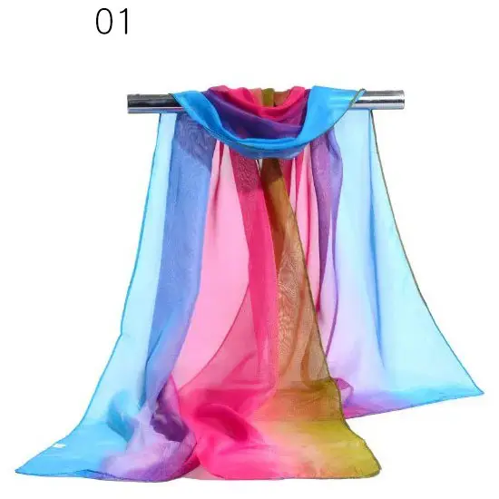 Hot 160*50 gradient color scarf for women chiffon long cheap printed scarves latest chiffon scarf