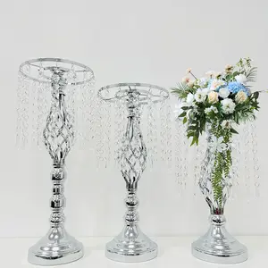 Metal Cristal Flor Stand Wedding Centerpiece Ouro Flores Titulares para Recepção Tabelas Decorações Festa Eventos Suprimentos