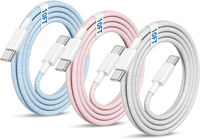 Câble USB-C en nylon tressé personnalisé OEM pour charge rapide et synchronisation des données 60W (3A) pour iPhone 16/16 Pro Max/15/15 Plus avec prise en charge de l'appareil photo