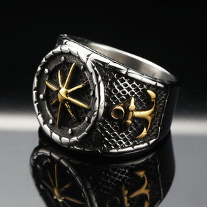 2024 accesorios de moda para Hombres 18K chapado en oro de acero inoxidable <span class=keywords><strong>marinero</strong></span> elegante brújula punk anillos gruesos para regalo Masculino - Product Image 3