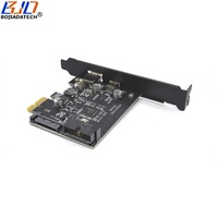 Carte d'extension adaptateur PCI-E 1X PCIe X1 pour ordinateur de bureau avec connecteurs USB 3.2 Type-A + Type-C + 19 broches et alimentation SATA 15 broches, 5 Gbit/s