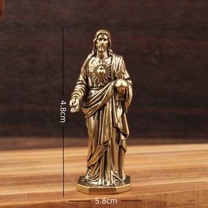 Brass Figurine Set Jesus Mary Sacred Heart Religious Ornament Tabletop <b>Decor</b> Craft Gift - Product Image 3