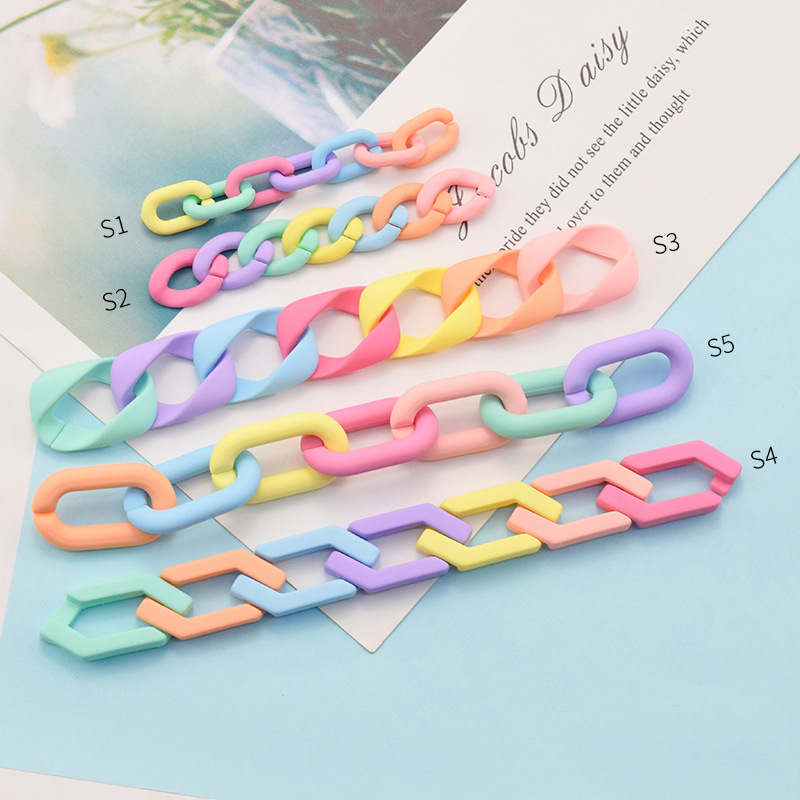Acrylic plastic geometric snap chain nubuck handle lacquer candy color chain DIY loose accessories
