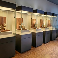 Vitrine d'exposition en verre minéral durable en gros, présentoir métallique avec éclairage pour musée, exposition, salle d'exposition
