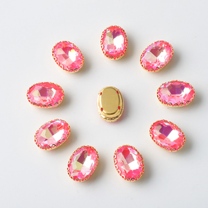 Zhubi 10*14mm or griffe ovale strass Borealis effet Hot Fix main coudre sur strass pour bricolage faisant des vêtements de mariage - Product Image 4