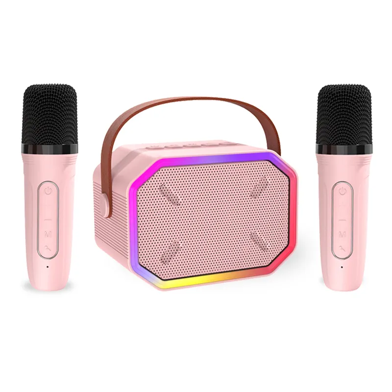 Aangepaste Draagbare Gift Party Box Stereo Geluid Ktv Draadloze Speler Mini Microfoon Thuis Karaoke Set Speaker Met Microfoon En Bluetooth