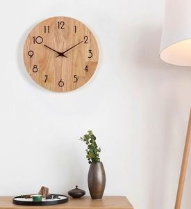 Horloge murale en bois personnalisée pour cadeau de pendaison de crémaillère, finition imitation bois, silencieuse, sans tic-tac, style nordique, décoration pour nouveaux propriétaires - Product Image 3