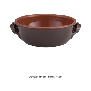 Vulcania Braising <b>Pan</b> Two Handles Brown Bicolor Terracotta 18 x 6.4 h cm Catering Equipment Restaurant Supplies Wholesale - Product Image 3