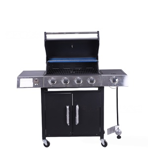 Grill a <span class=keywords><strong>Gas</strong></span> Propano da Esterno in Acciaio Inossidabile con Affumicatore, Decorazione per la Casa, Griglia da Giardino con Tavolino Laterale - Product Image 2