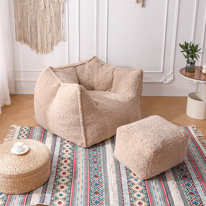 Fauteuil pouf hexagonal compressible en polaire d'agneau, canapé paresseux individuel pliable, emballé sous vide, idéal pour petit appartement - Product Image 2
