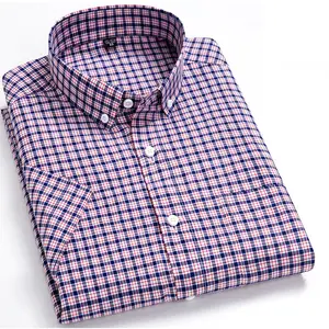 Handle Summer Men's Short Sleeve Shirts Casual Plaid Shirt Wholesale Slim Half Sleeve