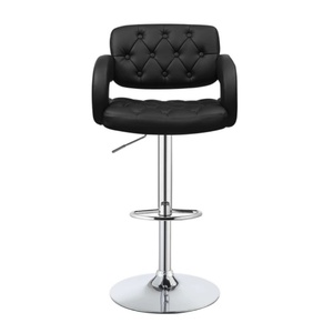 Modernos Taburetes <span class=keywords><strong>de</strong></span> Bar Giratorios <span class=keywords><strong>de</strong></span> 65 cm con Reposabrazos, Respaldo <span class=keywords><strong>de</strong></span> Cuero y Base Plateada <span class=keywords><strong>para</strong></span> <span class=keywords><strong>Cocina</strong></span> y Hogar - Product Image 3