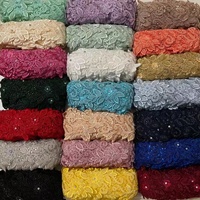Vente chaude OEM usine : Bordure en dentelle brodée de strass écologiques et applique florale en cristal pour Abayas, sacs et tenues de soirée pour femmes