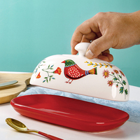 Boîte à beurre créative en céramique, style européen, vaisselle, plat à beurre avec couvercle, plat à dim sum, beurrier, boîte à fromage, modèle en stock