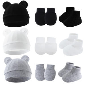 Nouveau bonnet <span class=keywords><strong>Mickey</strong></span> pour bébé, coton chaud uni, ensemble <span class=keywords><strong>de</strong></span> 3 pièces, bonnet, <span class=keywords><strong>gants</strong></span> et chaussettes pour nouveau-né, unisexe, couleur personnalisée - Product Image 3