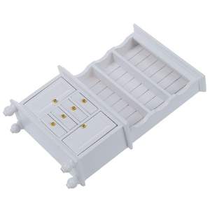 Iland المنمنمات دولاب عرض خزانة مجلس الوزراء دمية خزينة ملابس خشبية 1:12 ثلاثة طبقة مزدوجة مجلس الوزراء - Product Image 4