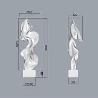 Sculpture abstraite moderne en acier inoxydable - Finition titane noir poli pour hall d'hôtel et décoration intérieure de luxe