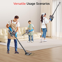 Aspirateur balai sans fil 350W, aspirateur à main domestique avec lumière LED verte, conception autoportante, brosse de sol en V