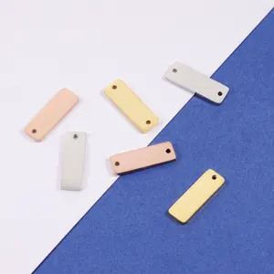 Wholesale Stainless Steel Tags Rectangle Metal Hang Tags Double Single Holes Metal Plate
