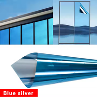 Film de protection pour vitres de voiture, teinté bleu et argenté, réfléchissant, pour la sécurité et la confidentialité, avec protection UV/infrarouge, en matériau PET