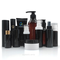 Cutstom 50ml 100ml 150ml bouteilles cosmétiques en plastique noir vide givré pour les soins de la peau récipient cosmétique emballage d'huile essentielle