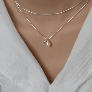 Collier en argent pur S925 avec diamants complets, papillon, perle synthétique, style Ins, petit accessoire frais pour femmes, produit Y00028 - Product Image 2