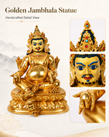 Statue de Jambhala faite à la main en laiton plaqué or avec finition antique et thème ange pour la décoration des temples bouddhistes, vente en gros