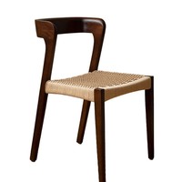 Chaise de salle à manger en bois massif de style nordique Qingdao Funter, chaise en bois tissée pour hôtel, restaurant, vente en gros