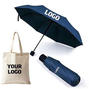 Promotional Wholesale Business Gift Manual Open 3 Folding Polyester Pongee Travel <b>Windproof</b> <b>Umbrella</b> With Custom Logo - Product Image 1