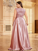 Robes de soirée luxueuses grande taille Ly2483d pour femmes, sans manches, col en V, satin, dentelle, coupe trapèze, robes de mariée pour demoiselles d'honneur