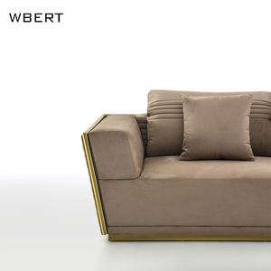 Wbert โซฟาคู่ขนสัตว์สีน้ำตาลอ่อนดีไซน์ทันสมัยสไตล์อิตาลีหนังหรูหราสำหรับห้องนั่งเล่น - Product Image 3