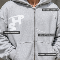 Survêtement gris personnalisé de haute qualité pour homme, avec sweat à capuche à poches cargo et pantalon capri en molleton épais à bords bruts, pour un style décontracté