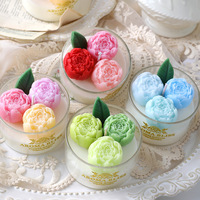 Neuartige Elegante Handgefertigte Pfingstrosen-Blumen Glasgefäß Sojawachs Duftkerzen Hochzeits-Party-Geschenke Wohndekor Ornamente Aroma-Kerzen