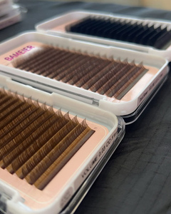 Mẫu miễn phí sô cô la màu nâu cá nhân lông mi dễ dàng <span class=keywords><strong>t</strong></span>ự động Fan Brown số lượng lớn Cashmere Lash mở rộng khay - Product Image 2