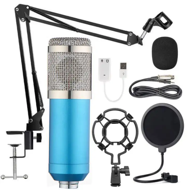 PC Microphone Professional Cardioid Studio Mic Set with Mic Suspension Scissor Arm, Shock Mount for Studio Recording