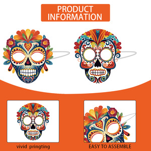 Máscara de Papel Mexicana para el Día de Muertos Damai, Máscara de Disfraces DIY, Decoración para Fiestas, Artículos para Fiestas - Product Image 3