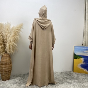 6818# Modest Abaya Soft Linen New <b>Eid</b> Hoodie With Undercap Abaya <b>Dress</b> Muslim Islamic Ramadan Simplicity Casual Abaya <b>Dress</b> - Product Image 3