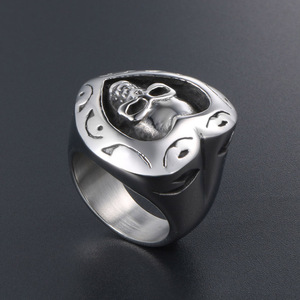 Heart Skull <b>Ring</b> <b>Titanium</b> Steel Men's Halloween Jewelry SA496 - Product Image 3